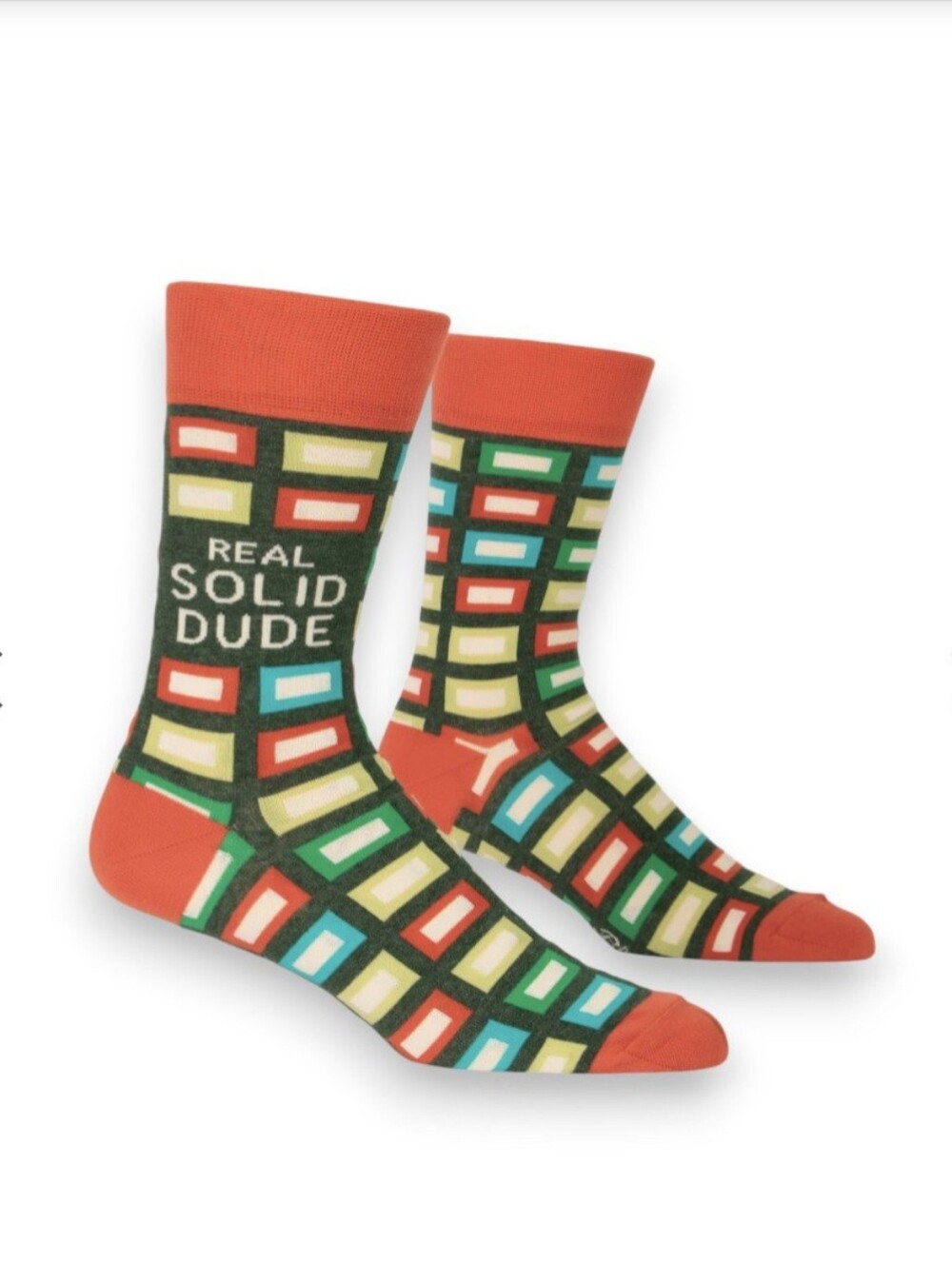 Blue Q Men's 'Real Solid Dude' Colorful Crew Socks NWT Shoe Size 7-12